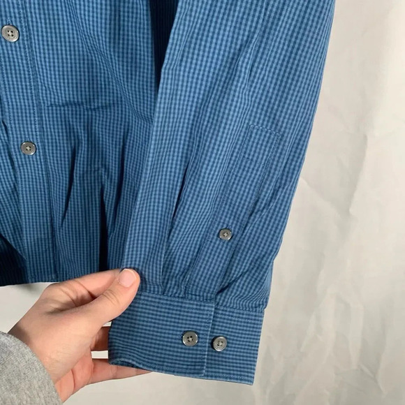 Calvin Klein Dress Shirt Men's XL Blue Plaid Button Down Long Sleeve - Picture 5 of 8